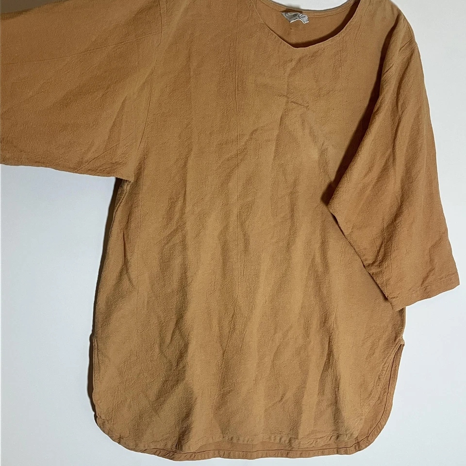 Camisa Color Me Algodón CMC Mujer Túnica Grande Tostada Manga 3/4 Cuello Redondo Hecha en EE. UU. Foto 4 de 4