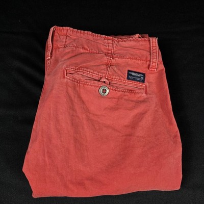American Eagle Outfitters Men's Slim Khaki Chino Pants Red Cotton Size 32x29