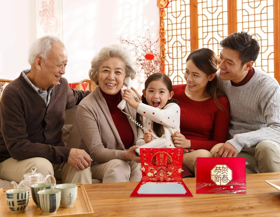 Tarjetas Feliz Año Nuevo Chino Peonía 3D Pop Up Tarjeta 2026 Año de la Barbilla de Caballo... Foto 2 de 4
