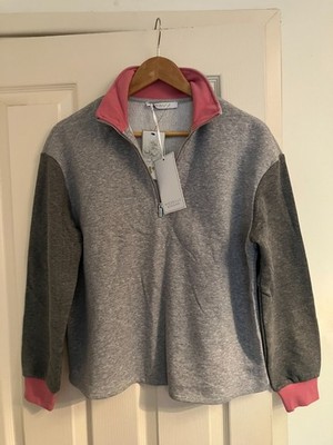 Neu mit Etikett Michelle Keegan @ Damenpullover sehr grau meliert halber Reißverschluss Pullover, 10-12
