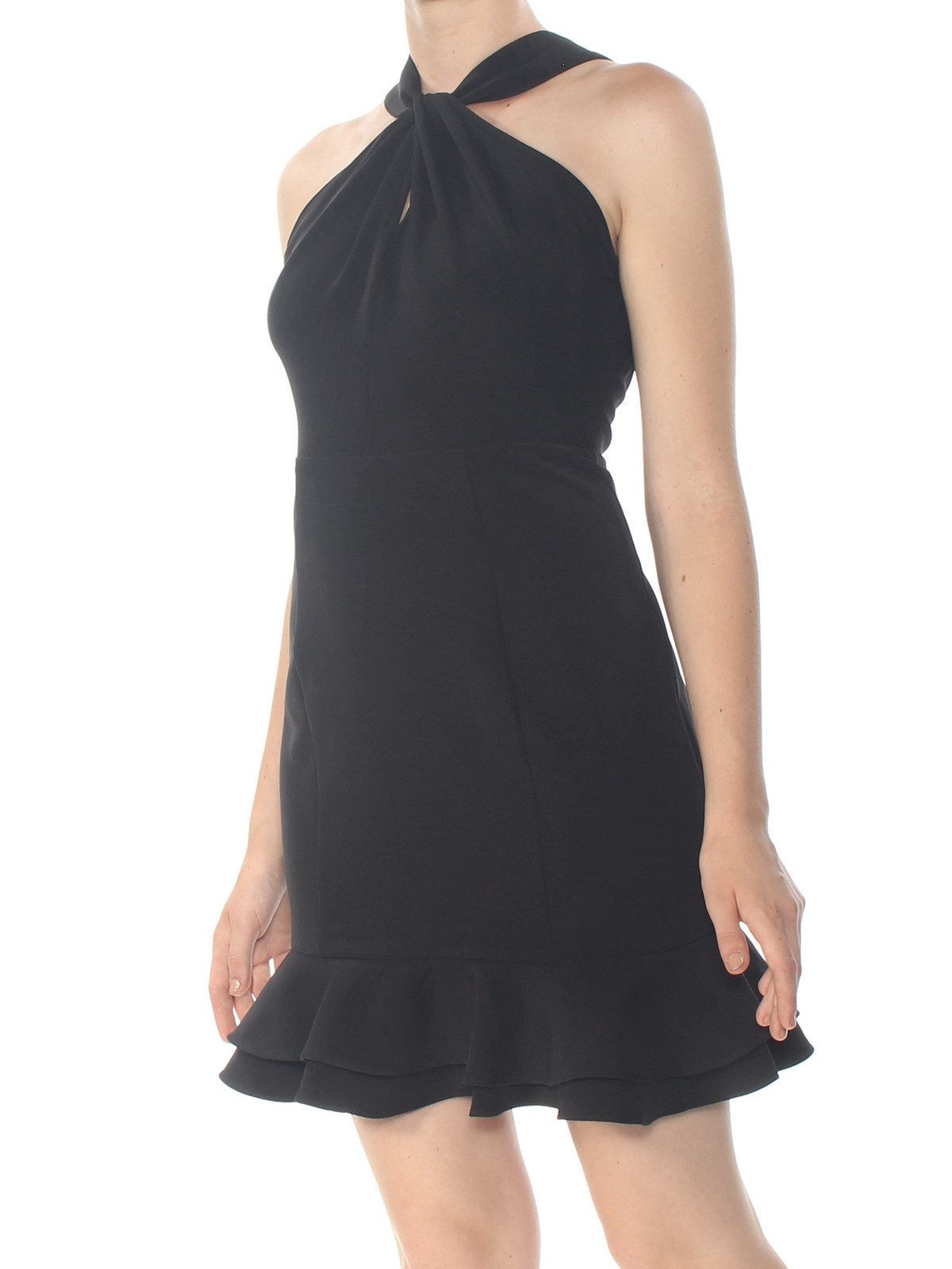 19 COOPER Womens Black Sleeveless Halter Mini Fit + Flare Dress M