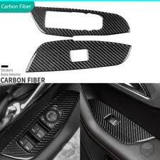 Real Carbon Fiber Front Window Lift Switch Panel Trim For Chevrolet Blazer 19-25