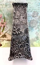 Vintage Silver-Plated Bud Vase Weidlich Bros. MFG. Co. Dutch Scene Art Nouveau