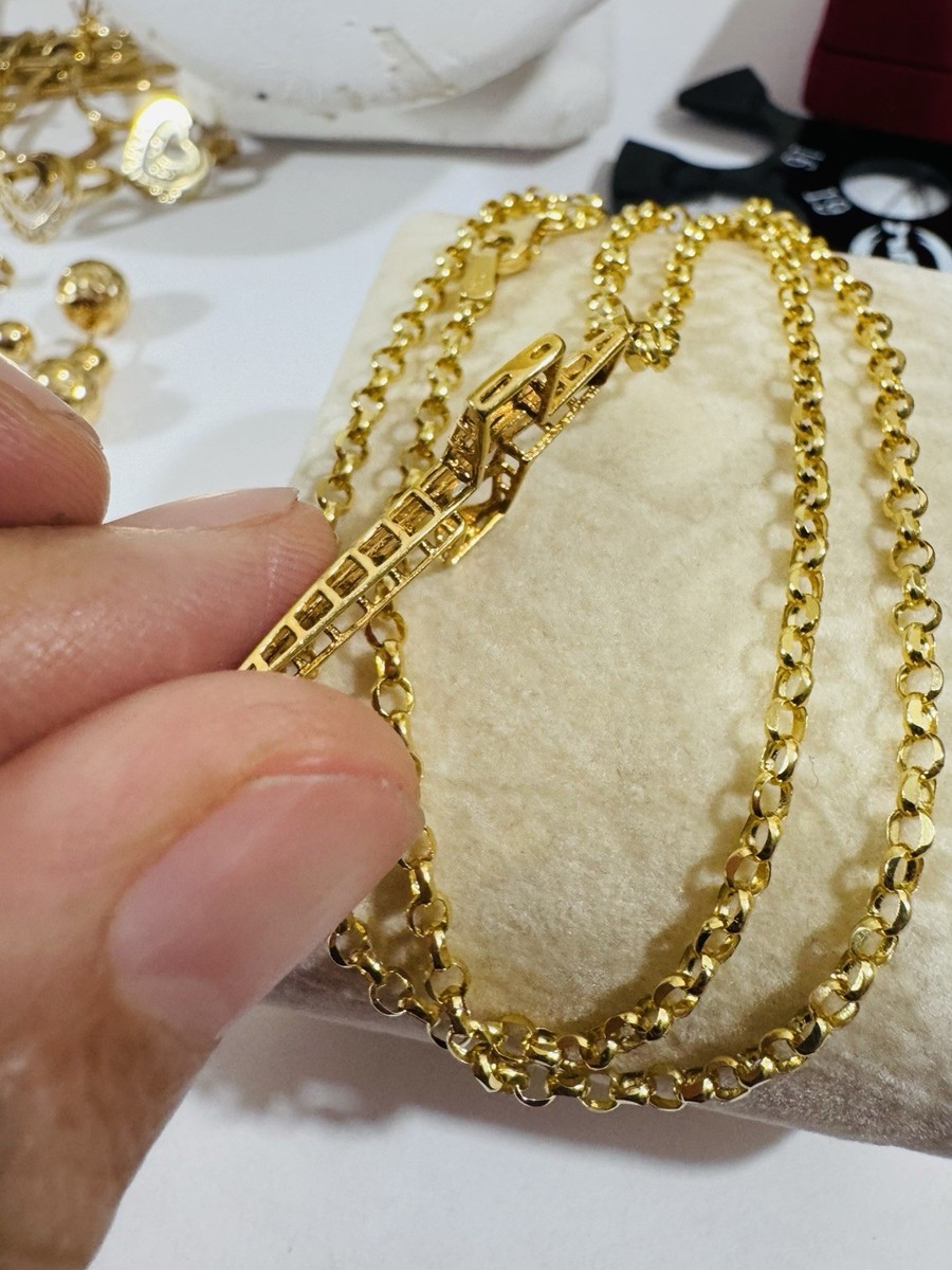 New 18K 750 Real Fine Gold Cross Set Necklace 18” long 3mm 5.6g | eBay