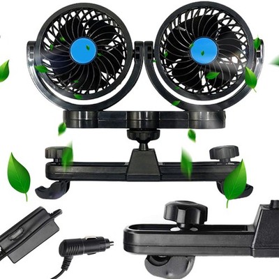 12V Doppelkopf Auto Lüfter Mit Stufenloser Geschwindigkeit ABS 360° Rotation