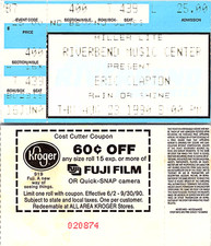 ERIC CLAPTON CONCERT TICKET STUB, 8/23/1990, RIVERBEND MUSIC CENTER