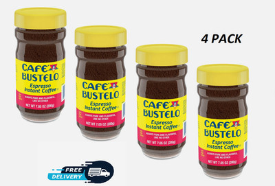 Cafe Bustelo, Espresso Style, Dark Roast Instant Coffee 7.05 oz Jar (PACK OF 04)