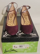 Sam Edelman Shoes Womens 8.5 Medium Wine Suede Lola Ankle Strap Pointed Toe