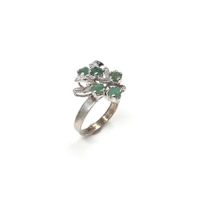 925 Silver Ring Green Tourmaline Jewellery Ladies Statement Ring Cluster 15.3mm / 48