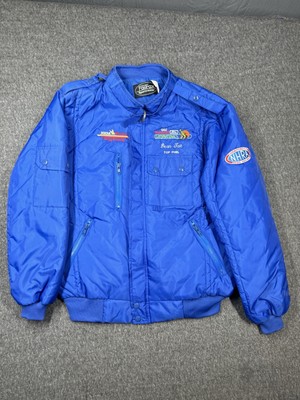 Fastrax Sportswear Jacket Mens Large Blue Racing NHRA Drag Racing Dean Tait VTG