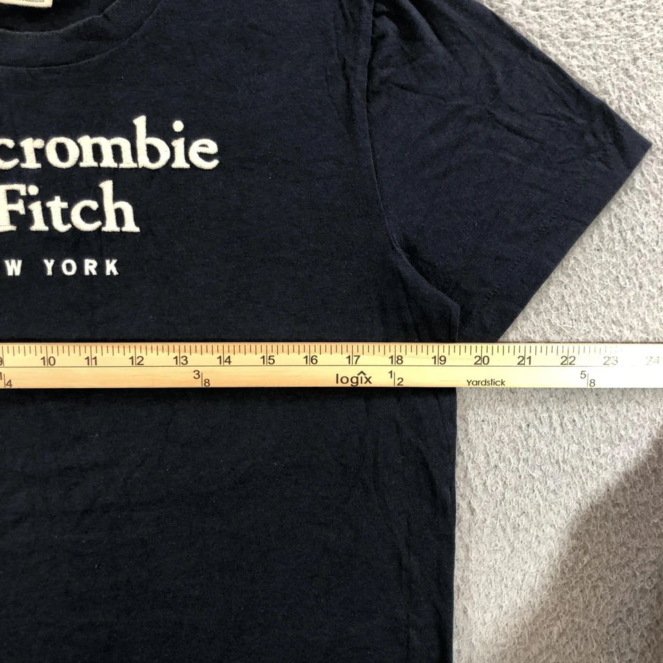 Camisa De Colección Abercrombie & Fitch Para Hombres M Azul Marino Músculo Bordado Logo Nueva York Foto 3 de 4