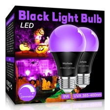 Led Black Light Bulbs 2 Pack A19 9w Uv Black Light Replace Up To 100w 120v E26 B