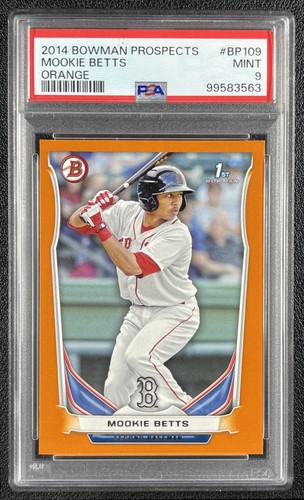 MOOKIE BETTS PSA 9 2014 BOWMAN #BP109 PROSPECT ORANGE RC 50/250 RED SOX