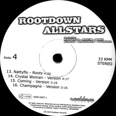 LP Natty flow, Crystal woman Rootdown Allstars Volume 1 LTD ED NEAR MINT