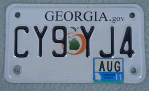 2011 Georgia Motorcycle License Plate