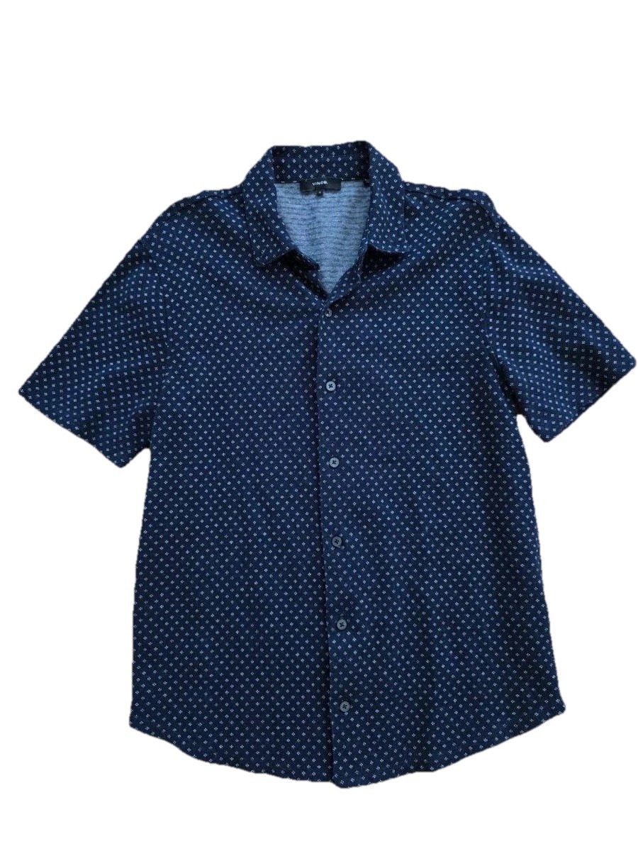 Vince Short Sleeve Button Down Collared Shirt Nav… - image 1