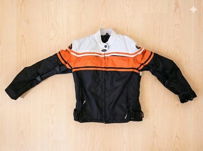 Xelement Black & Orange Striped Motorcycle Jacket Women s Size Medium