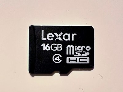 Lexar 16GB Micro SD HC high capacity memory card used black 