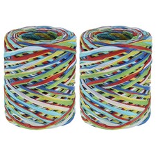 2Roll 219Yard Raffia Ribbon Raffia Paper Craft Ribbon Red/Navy Blue