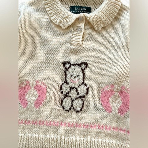 Vintage Kids Ralph Lauren Bare Feet Knit Sweater • 1990s • BeigeTan • Size Small - Picture 4 of 11
