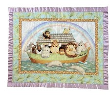 Noah's Ark Baby Blanket Satin Edge 32" x 39"