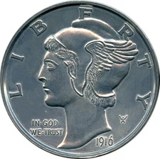Giant 1916-D Mercury Dime 3" Metal Coin Replica
