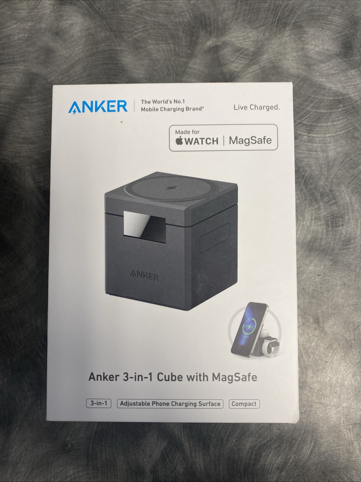 Anker 3-in-1 MagSafe Cube Charger for iPhone Apple Watch AirPods in Black  