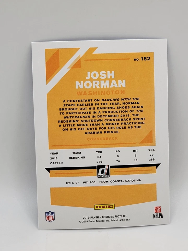 2019 Panini Donruss - Press Proof Blue #152 Josh Norman, Josh Norman - Image 2 of 2