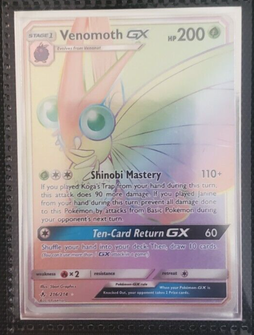 Venomoth GX 216/214 Secret Rare Pokemon Card SM10 Unbroken Bonds