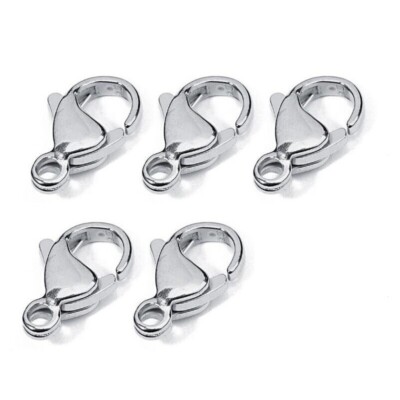 5pcs 316L Stainless Steel Lobster Clasp Hook Claw Clasp Findings 10/12/15/19mm