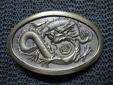 ASIAN DRAGON MYTHICAL TREASURE HIPPIE BELT BUCKLE VINTAGE RARE 1978 USA