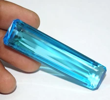 Certified Natural Brazilian 92.50 Ct Sky Blue Emerald Cut Topaz Loose Gemstone