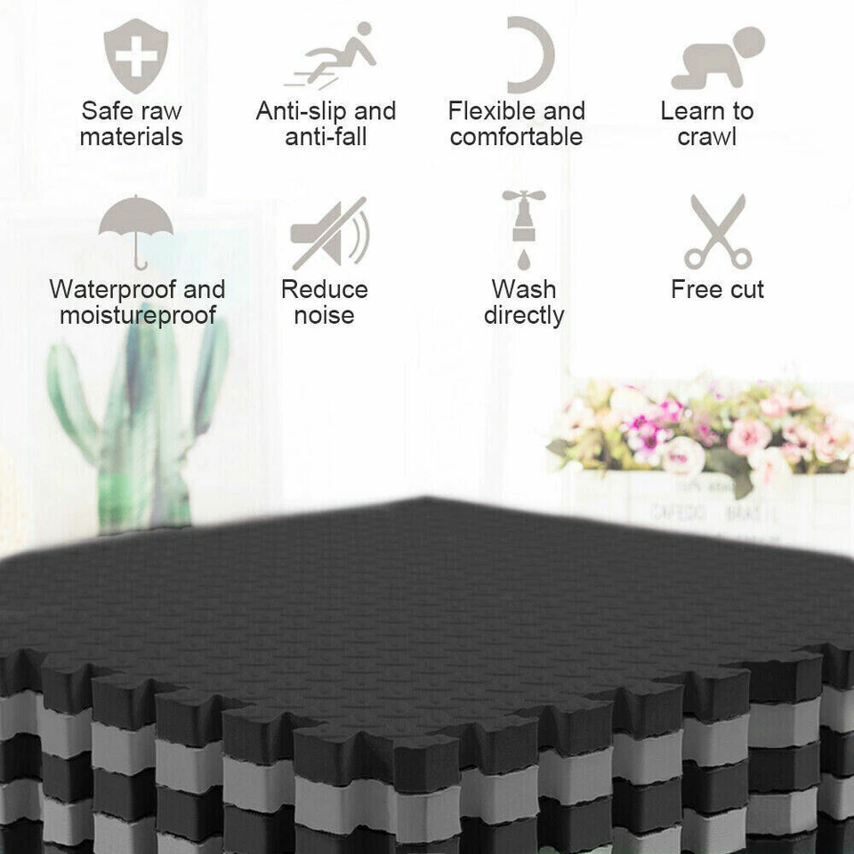6-48x Interlocking Heavy Duty EVA Foam Gym Flooring Mat Floor Mats Tiles 60x60cm - image 2 of 4