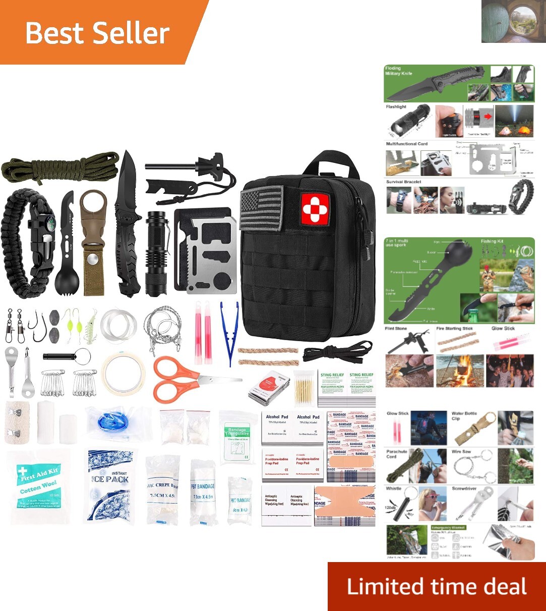 216-Piece All-in-One Survival First Aid Kit for Hiking Camping & Emergency Preparedness