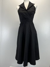 Vintage U3 Collection Halter Dress Sz 4 VGUC Black Collar Vneck Side Zip Made US