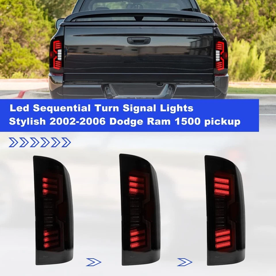 LED Tail Lights For 2003-2006 Dodge Ram 1500/2500/3500 + Sequential Turn Signal - Imagem 3 de 4