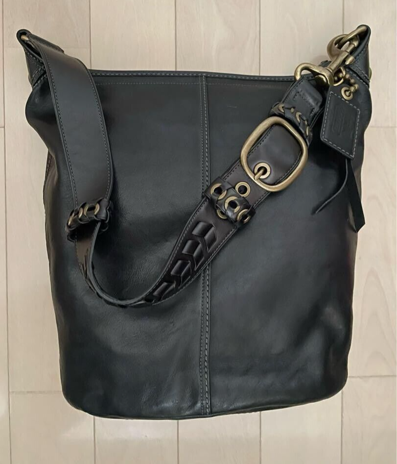 Vintage Coach Bleecker Large Tattersall Bucket Duffle Shoulder Bag 11423