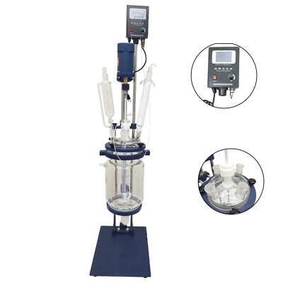 110V 5L Chemical Lab Jacketed Glass Reactor Double-layer Glass Reactor Vessel