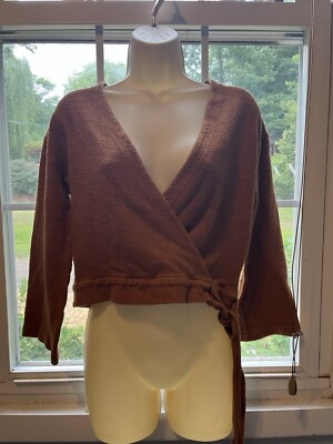 Texture & Thread Madewell Womens Wrap Top Boho Hippie Brown Whimsy Small