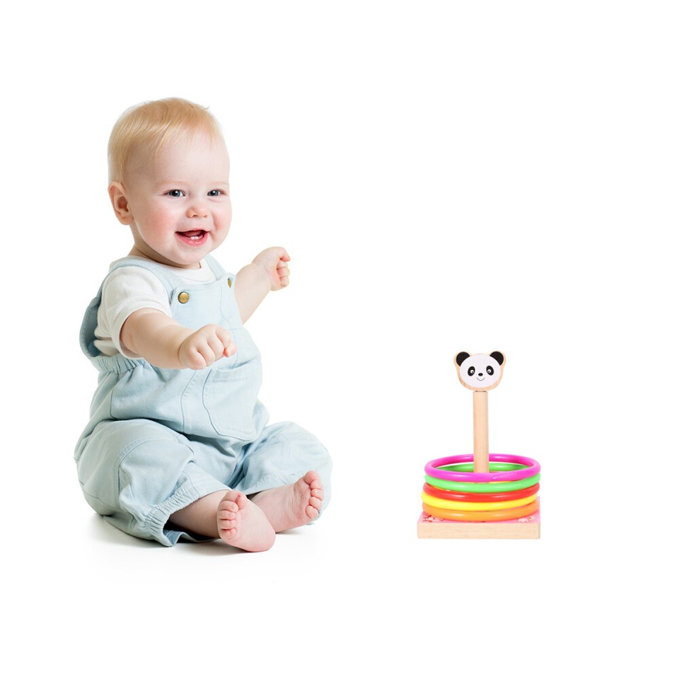 6 PCS Jungle Ring Toss Game Educational Plaything Wooden Kids Throwing