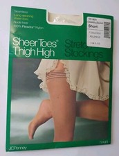 JCPenney Short Seamless Long-Wearing Sheer Toes Stretch Stockings NOS