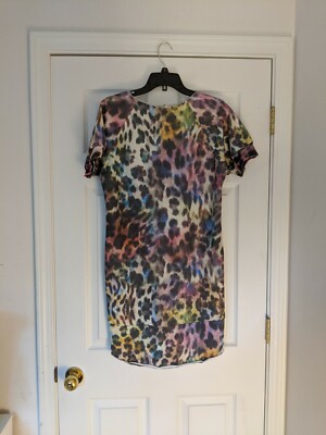 Jijil Womens Mulit Color Leopard Print Sweatshirt Dress Italian Made Size Small