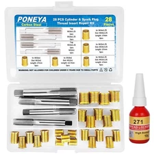 Spark Plug Thread Repair Kit, 28 PCS 4 Sizes High Speed Steel Tap and 5 Sizes...