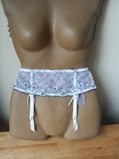 White with Front Lace Panel Suspender Belt 10/12 BRAND NEW
