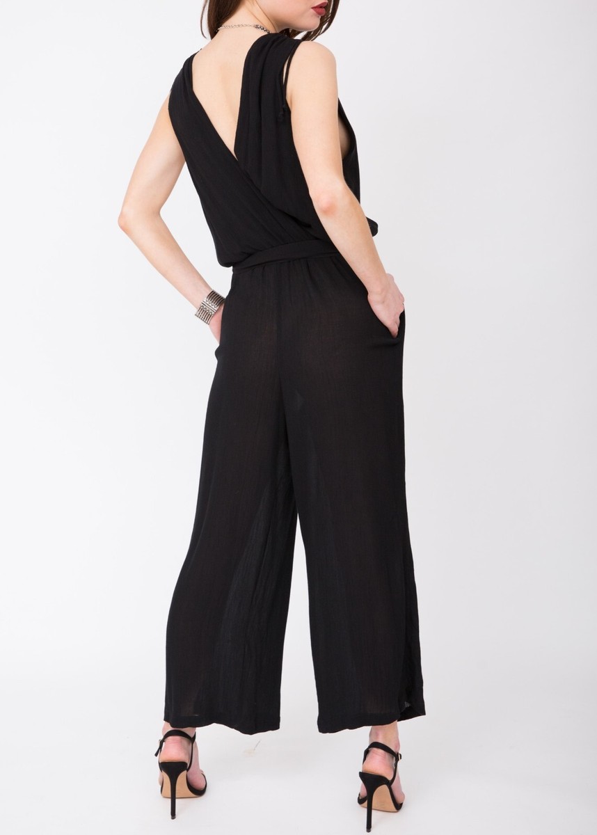 Likemary Cropped Jumpsuit Petite Wrap Front Soft Crinkle Summer - Main Image