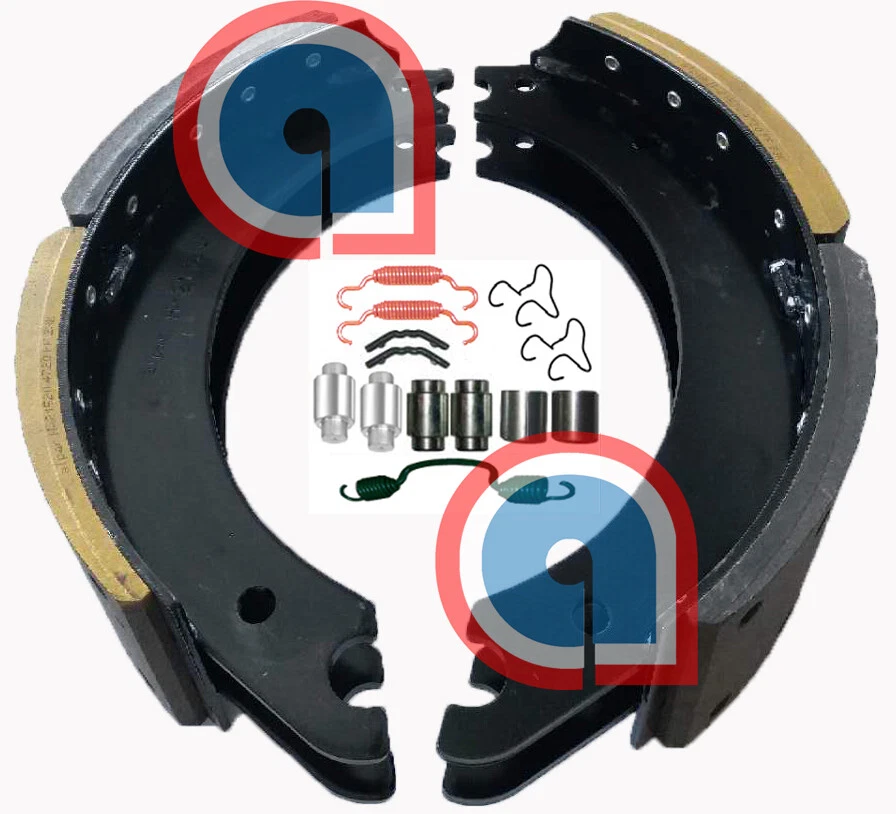 4720 16.5X5" Kit de caja de zapatas de freno 2 zapatas + 1 kit para FREIGHTLINER, VOLVO eje delantero Foto 2 de 3