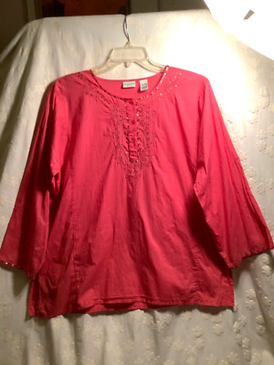 2 Pink   Tunics 1 XL+1 Sm Exactly Same W/Sequins&Embroidery 1 Choice Both New!