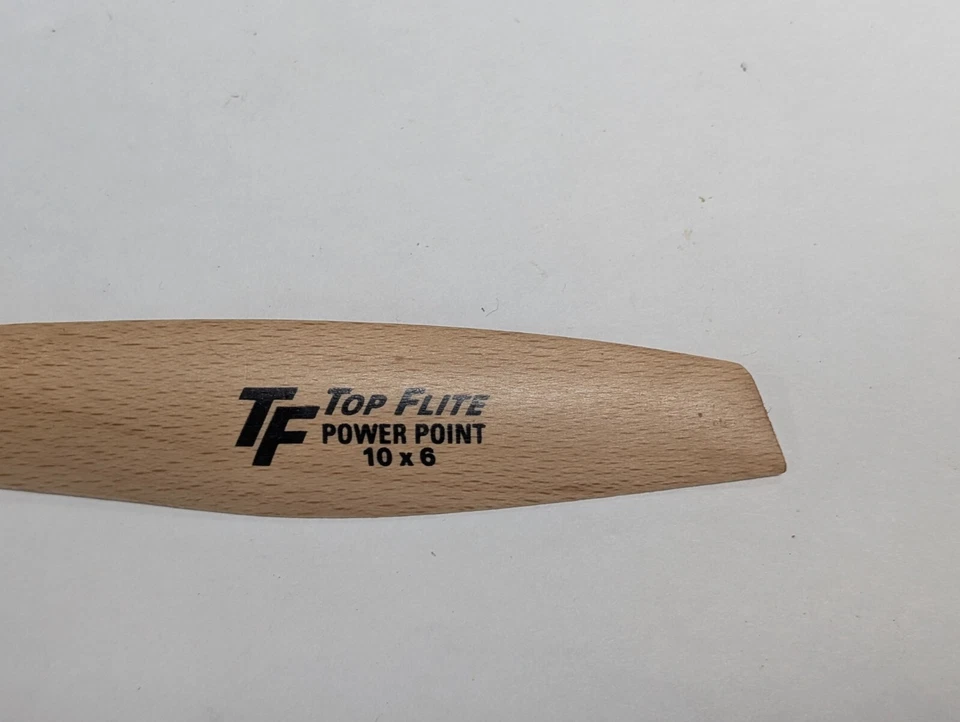 Hélice de madera Top Flite 10x6 ~ 10" de largo para modelos de aviones orificio central de 1/4" ~ Foto 2 de 4