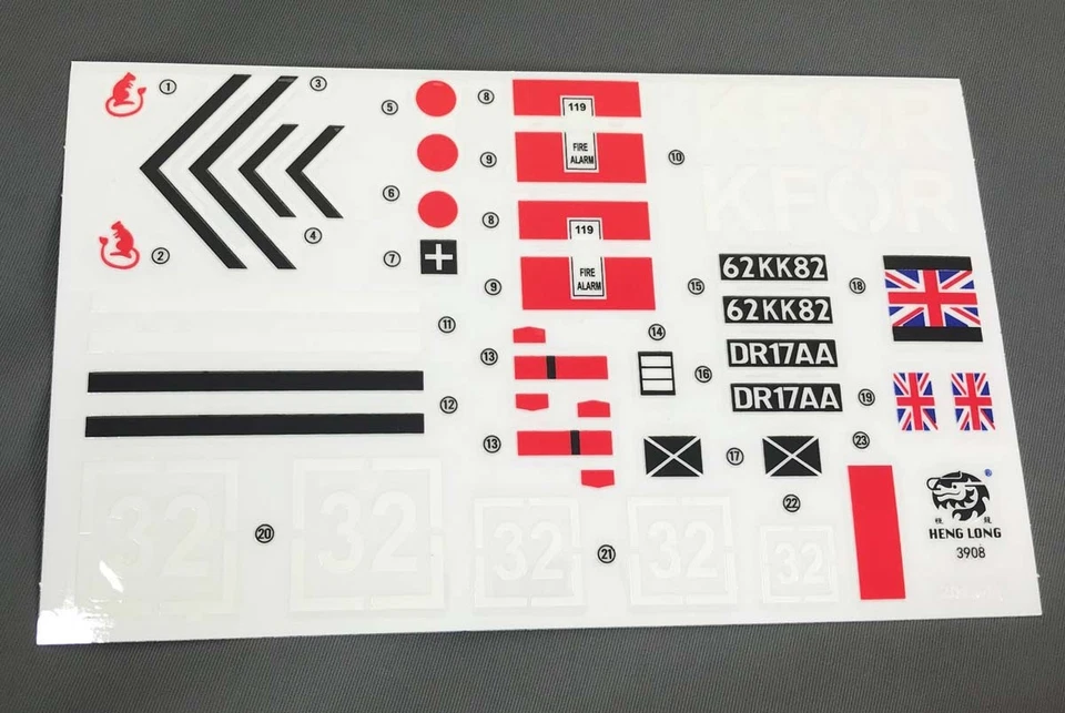 heng long challenger ii tank 1/16 stickers incl Union Jack Desert Rats stickers