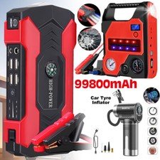 99800mAh Car Jump Starter w/Air Compressor Jumper Box Power Bank Battery Charger